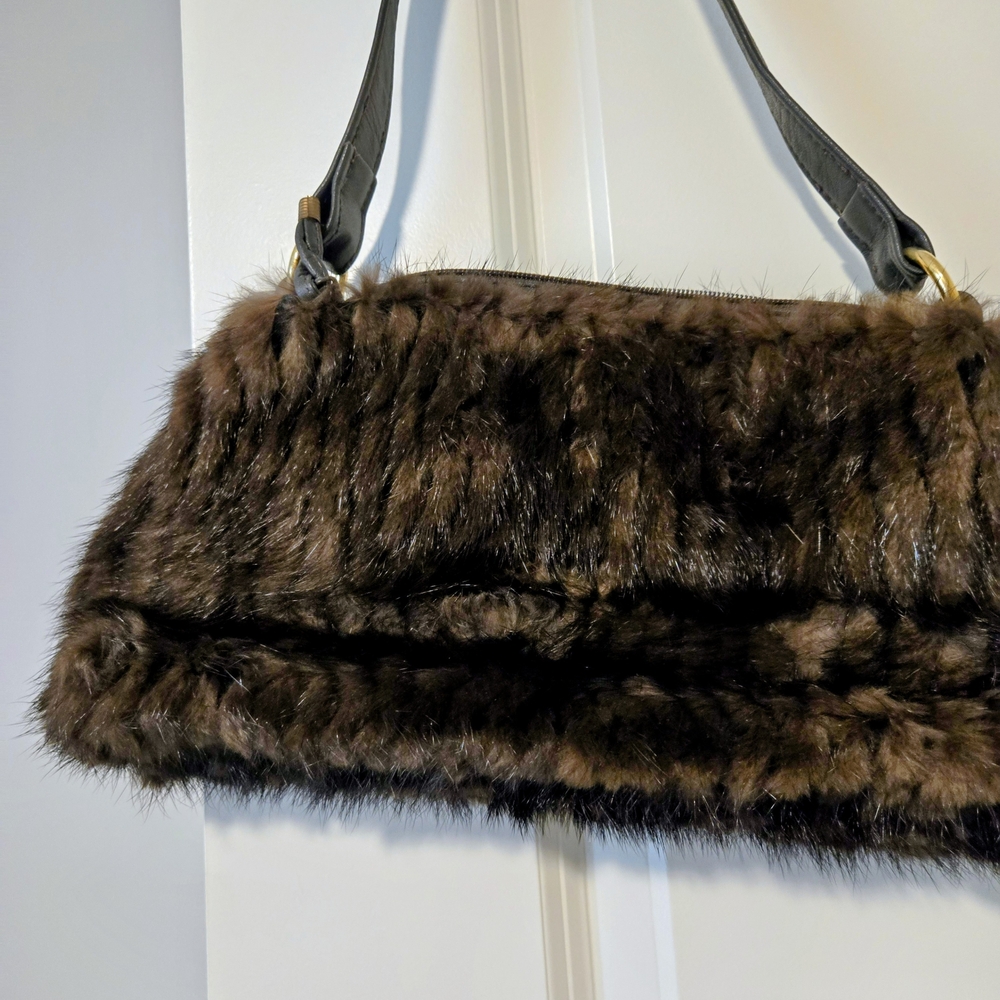 Elegant Custom Made Mink Fur Shoulder Bag in Deep Brown